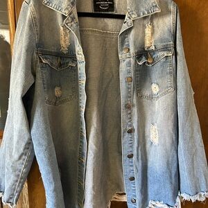 American Bazi Light Blue Distressed Jean Jacket